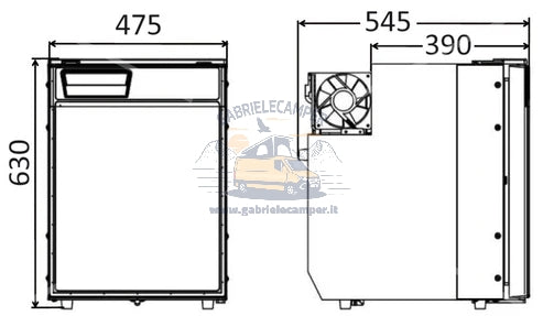 Frigorifero a compressore 12/24v 82 litri (47,5Lx60Hx52.5P)