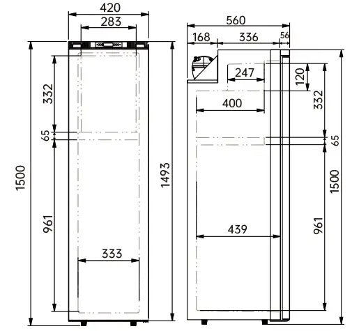 Frigorifero a compressore da 156 litri 149H×41,8L×56P cm con scomparto congelatore