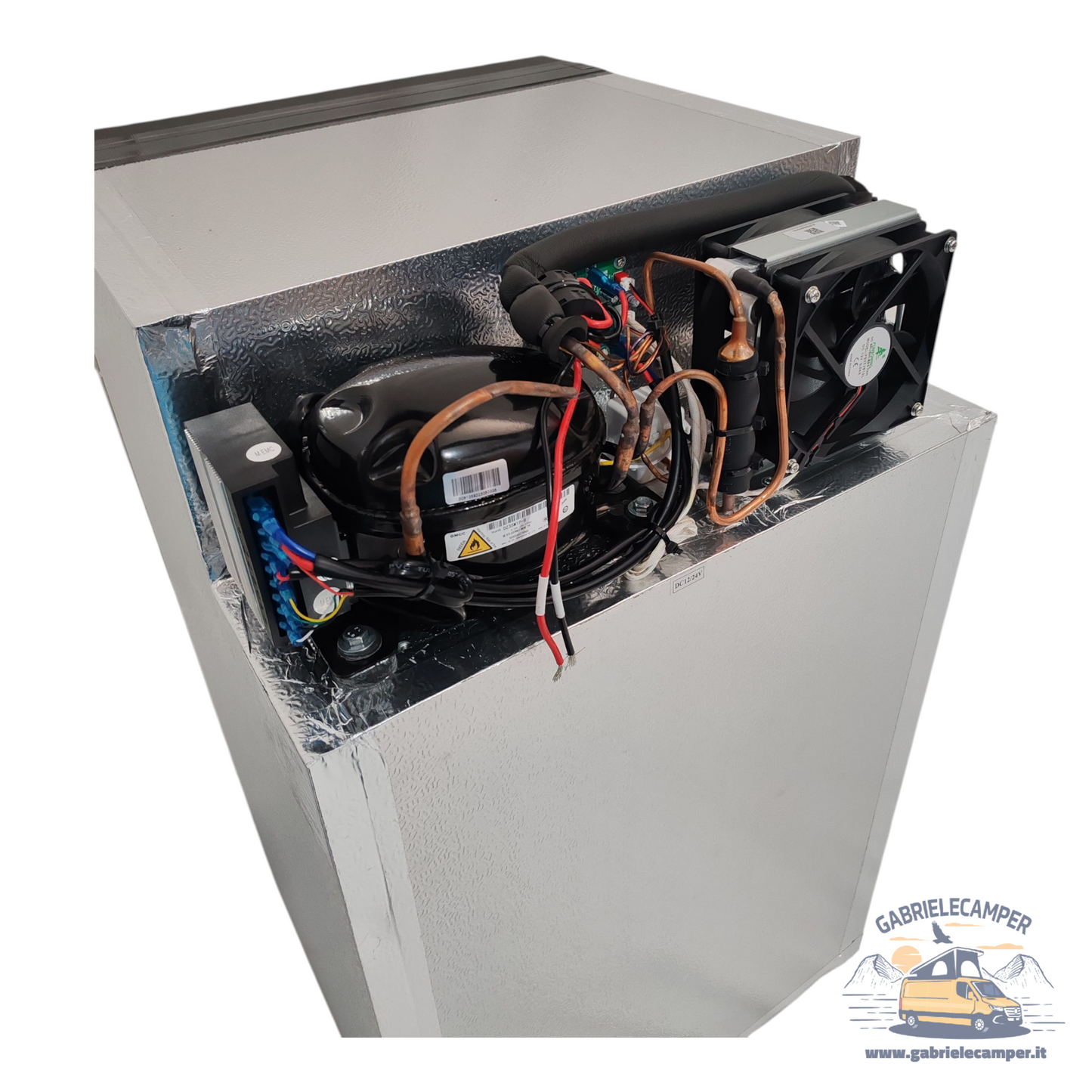 Frigorifero a compressore 12/24V 105 Litri NERO con congelatore (47,5Lx81Hx53P)