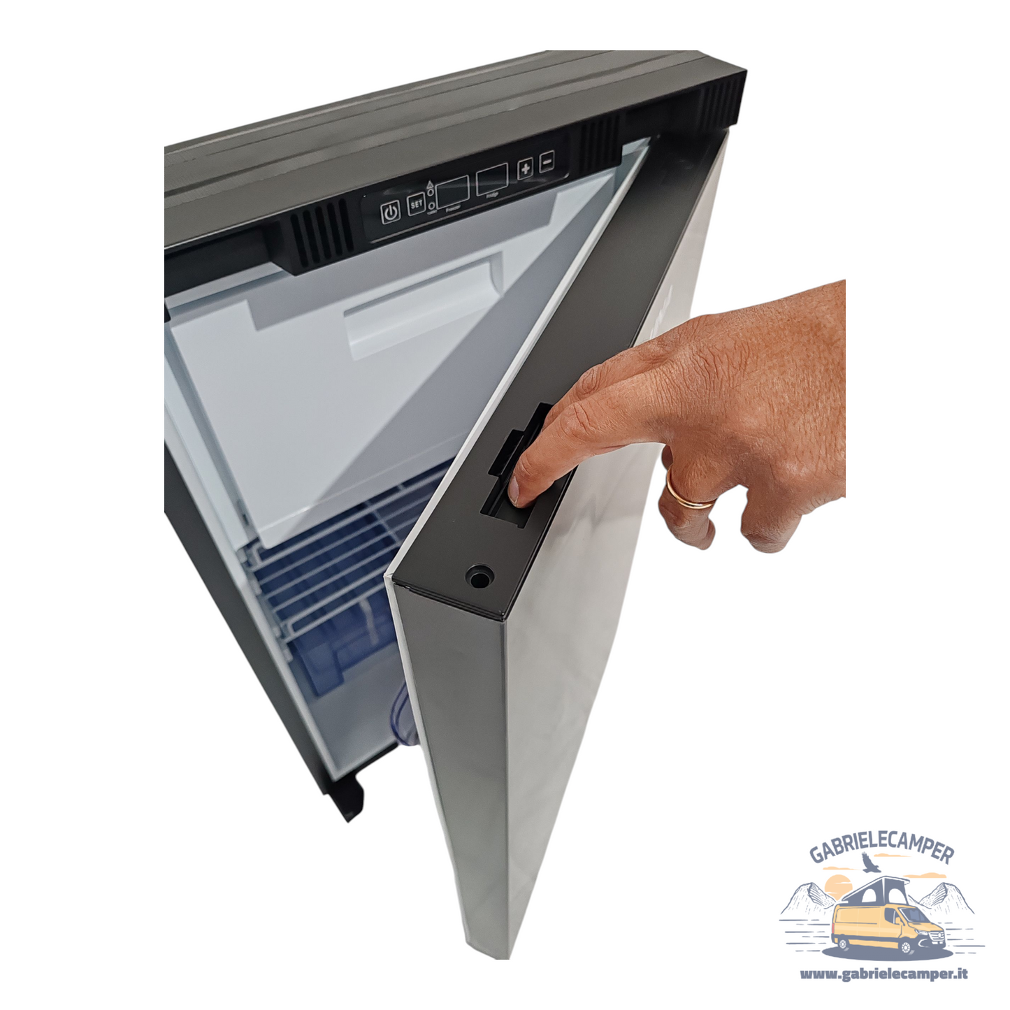 Frigorifero a compressore 12/24V 105 Litri NERO con congelatore (47,5Lx81Hx53P)