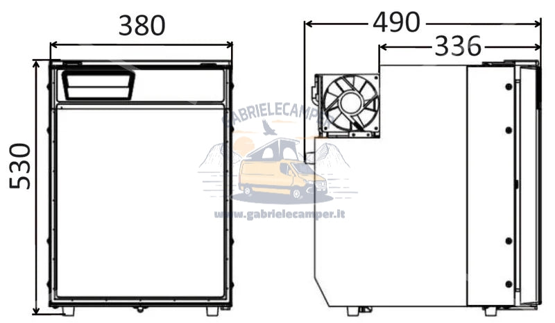 Frigorifero a compressore 12/24v 50 litri (38Lx51Hx48P) apertura a sinistra